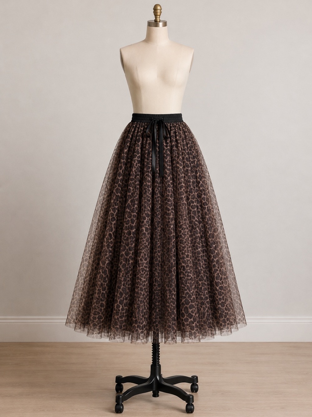 Choklate Paris Aria Leopard Print Tulle Maxi Skirt S NWT CK08077-5 Chic